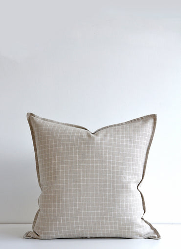 Finestra Linen Pillow Natural with Ivory Window-pane Checks - Shop Linen Way