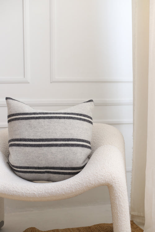 Uxbridge Wool Pillow Anthracite with White and Grey Stripes