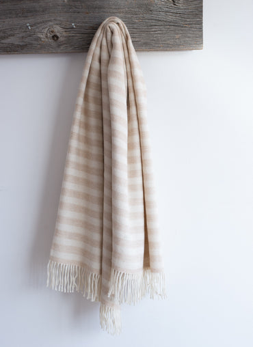 Symington Eco Baby Alpaca Throw Beige and Ivory Stripes - Shop Linen Way
