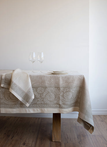 Brigitte Linen Napkin Cream with Putty - Shop Linen Way