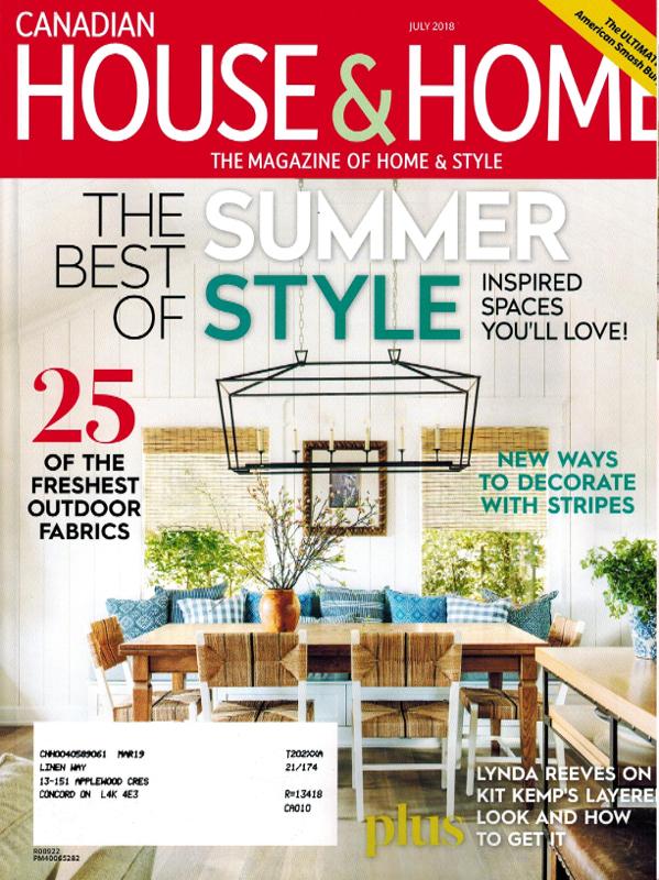 Our Maison bath towels and Porto coverlet in House & Home , May 2018