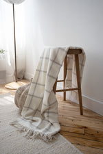 Madison Checks Alpaca Throw Off White with Light Grey/Tan Checks - Shop Linen Way 