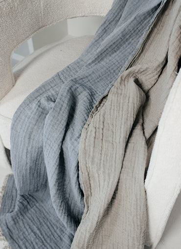 Mallorca Throw Blue/Natural - 2 sizes - Shop Linen Way