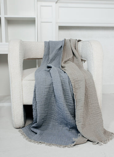 Mallorca Throw Blue/Natural - 2 sizes - Shop Linen Way