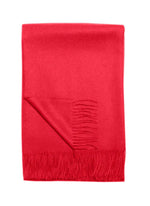 Paris Baby Alpaca Throw in vibrant red with soft fringes