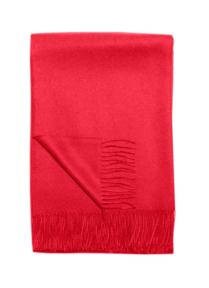 Paris Baby Alpaca Throw in vibrant red with soft fringes