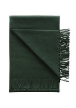 Deep green Paris Baby Alpaca Throw with elegant fringed edges