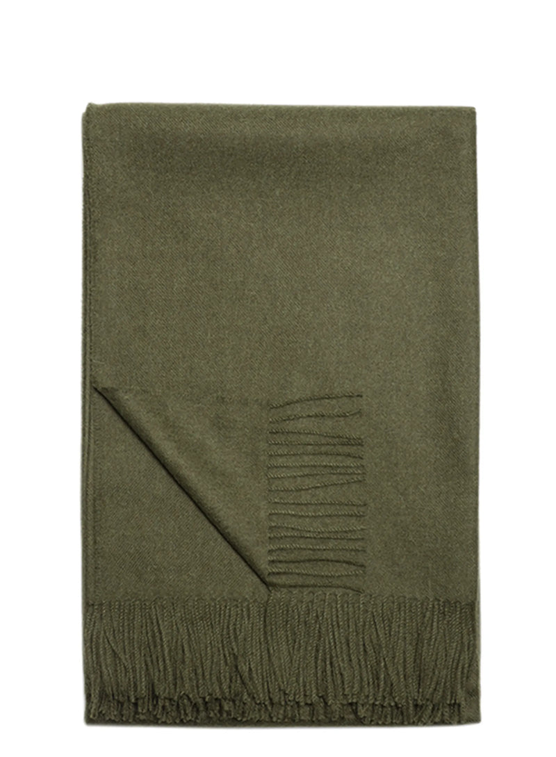 Moss green Paris Baby Alpaca Throw showcasing its soft texture and quality weave