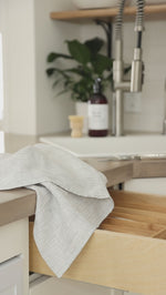 Findlay Linen Tea Towel Grey with White Stripes