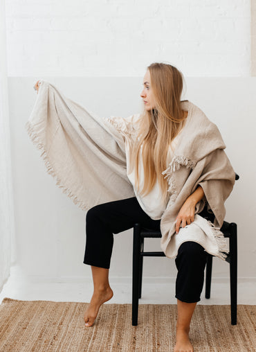 Salina Double-sided Linen Throw - available in 2 colors - Shop Linen Way