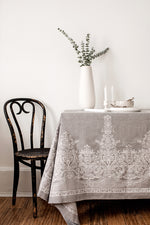 Faith Linen Tablecloth Smoke Grey
