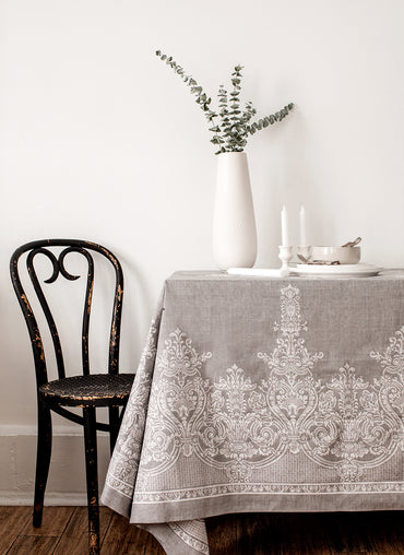 Faith Linen Tablecloth Smoke Grey - Shop Linen Way