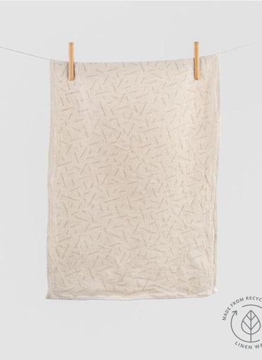 Abstract Design Linen Tea Towel Natural with Straw Pattern - Shop Linen Way
