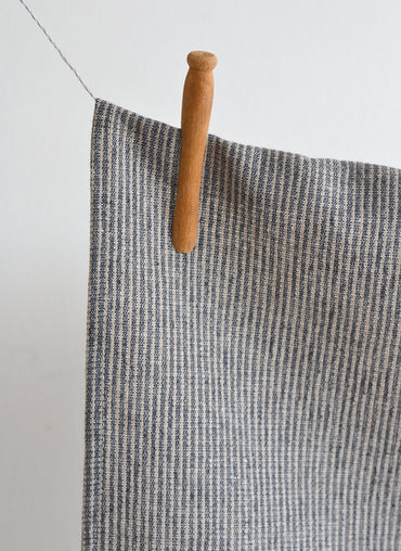 Avery Linen Tea Towel Dark Navy & Natural Stripes - Shop Linen Way