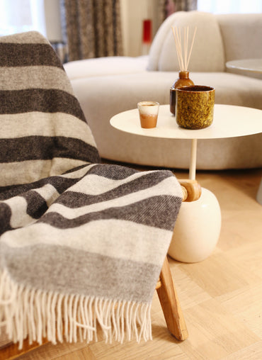 Bloomsbury Striped Wool Throw Anthracite with Grey - Shop Linen Way