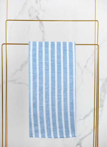 Blue Lake Linen Guest Towel Blue with White - Shop Linen Way