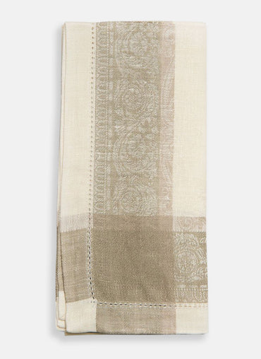 Brigitte Linen Napkin Cream with Putty - Shop Linen Way
