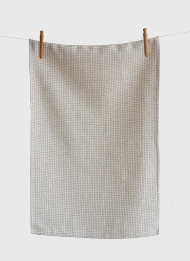 Melbourne Linen Tea Towel Natural Ivory Pattern - Shop Linen Way