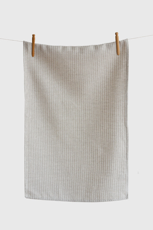 Melbourne Linen Tea Towel Natural Ivory Pattern - Shop Linen Way 