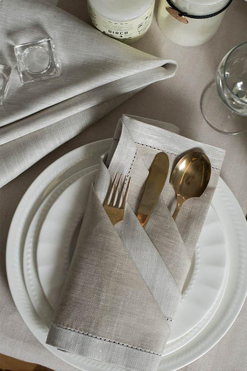French Melody Linen Napkin 2-tone Natural