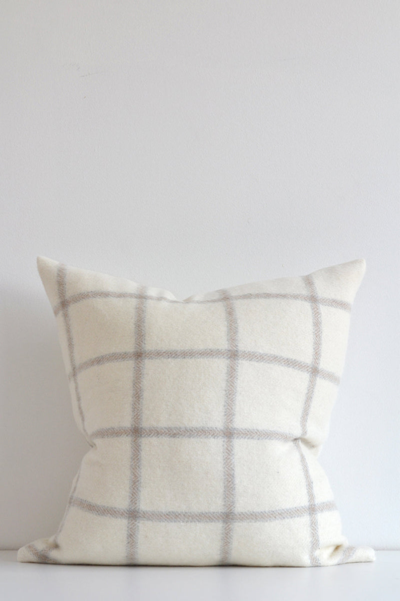 Madison Plaid Alpaca Pillow Off White, Dark Grey & Light Grey
