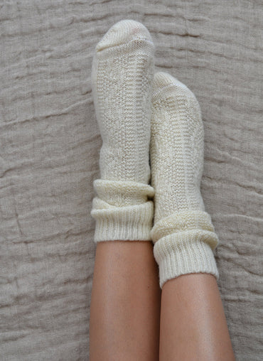 Wallis Cable Knit Wool Socks - Shop Linen Way