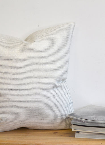 Morse Code Linen Pillow Ivory with Black Dot Stripes - Shop Linen Way