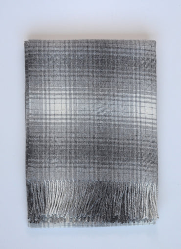 Wellington Plaid Eco Baby Alpaca Throw Charcoal, Grey & Ivory - Shop Linen Way