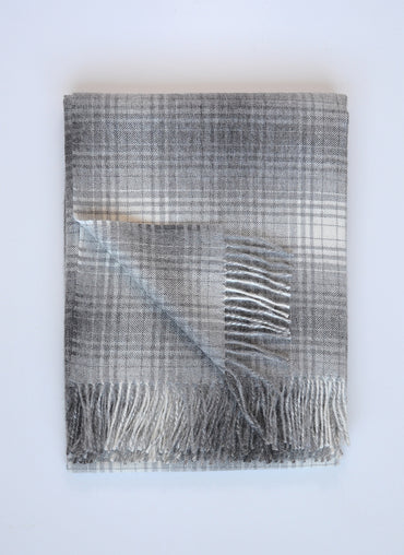 Wellington Plaid Eco Baby Alpaca Throw Charcoal, Grey & Ivory - Shop Linen Way