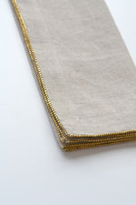 Perlina Linen Napkin Natural with Hand Stitched Brass Beads