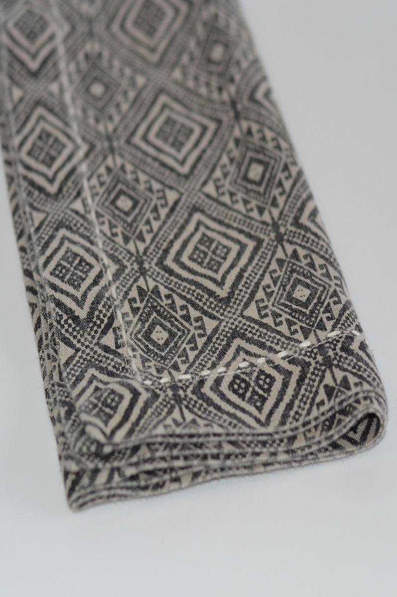 Paige Linen Napkin Black with White Geometric Design - Shop Linen Way 