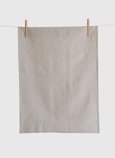 Kai Linen Tea Towel Off White and Sand - Shop Linen Way