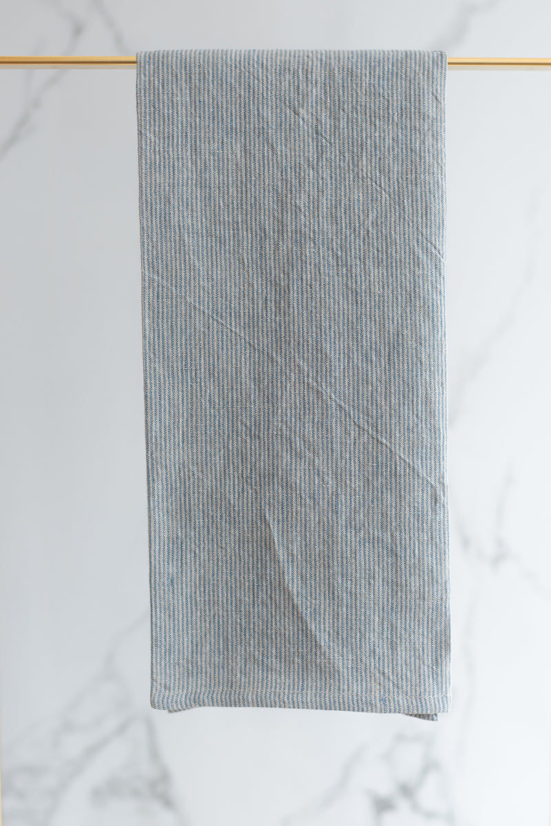 Artois Linen Guest Towel Navy & Natural Stripes