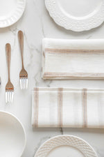 Hugo Linen Napkin White with Sand Stripes - Shop Linen Way 