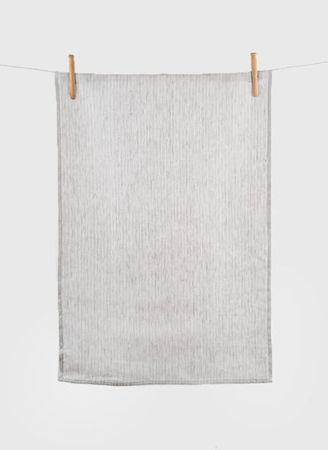 Findlay Linen Tea Towel Grey with White Stripes - Shop Linen Way