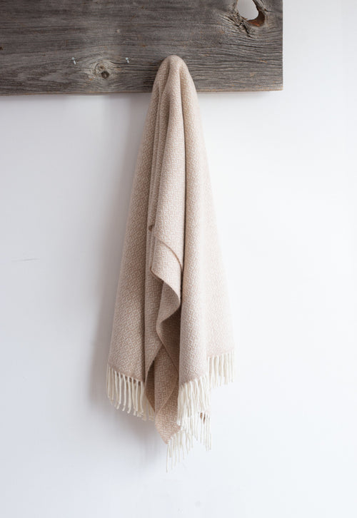 Donegal Diamond Eco Baby Alpaca Throw Beige - Shop Linen Way 