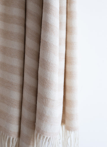 Symington Eco Baby Alpaca Throw Beige and Ivory Stripes - Shop Linen Way