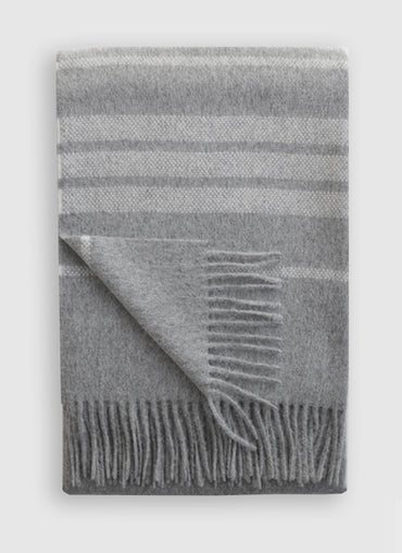 Dublin Alpaca Throw Grey with Ivory Stripes - Shop Linen Way