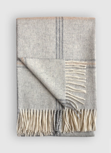 Glengarry Plaid Alpaca Throw Light Grey with Dark Grey/Tan Plaid - Shop Linen Way