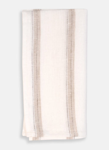 Hugo Linen Napkin White with Sand Stripes - Shop Linen Way