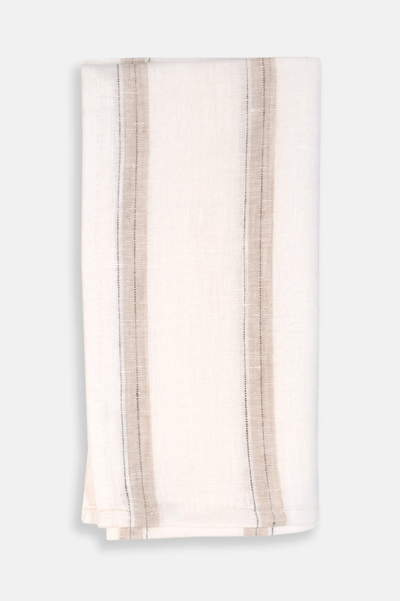 Hugo Linen Napkin White with Sand Stripes - Shop Linen Way 