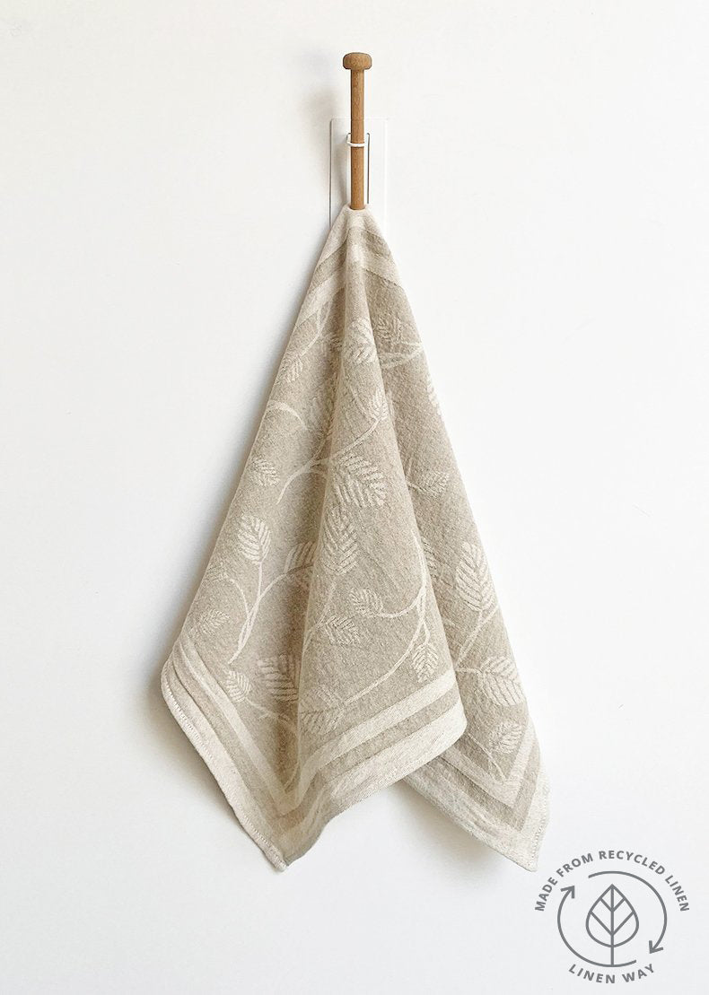 Leaves Linen Tea Towel Natural