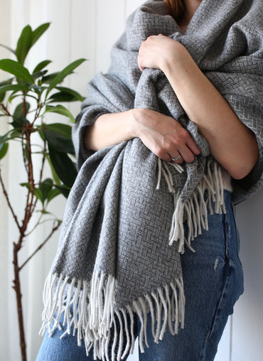 Oxford Alpaca Throw Charcoal - Shop Linen Way