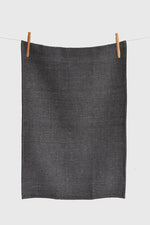 Canberra Linen Tea Towel Black with Natural Dots