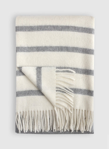 Watson Striped Alpaca Throw Off White & Dark Grey Stripes - Shop Linen Way