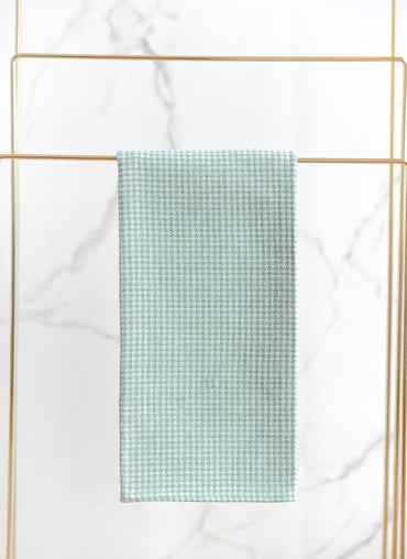 Halle Houndstooth Linen Guest Towel Celadon & Grey - Shop Linen Way