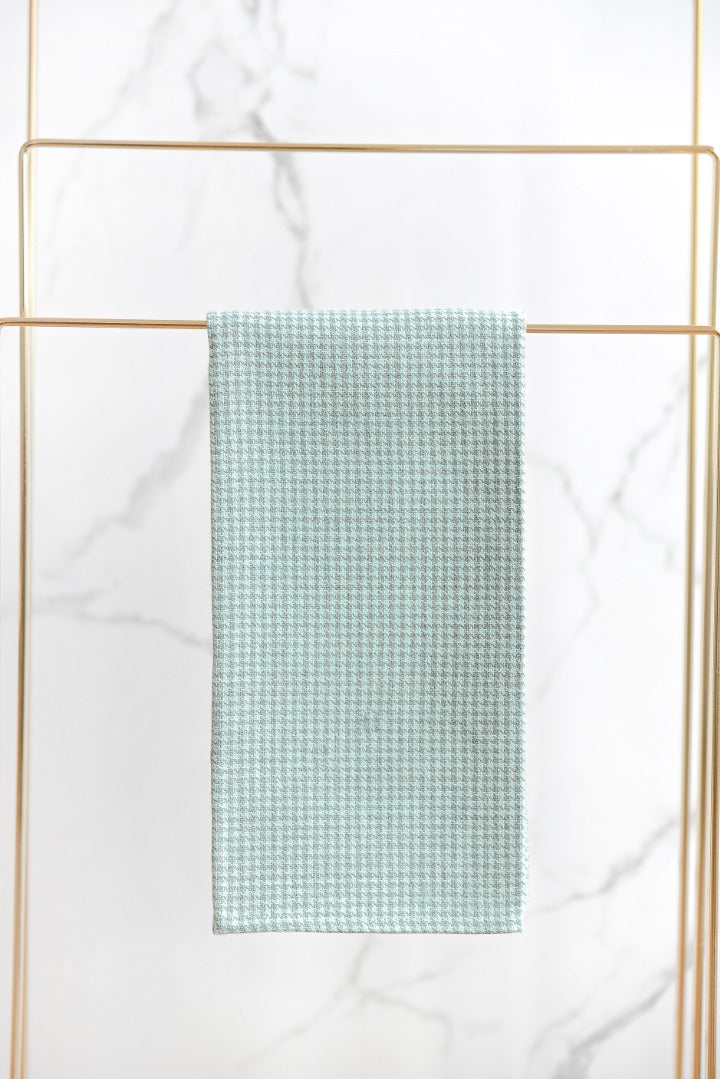 Halle Houndstooth Linen Guest Towel Celadon & Grey
